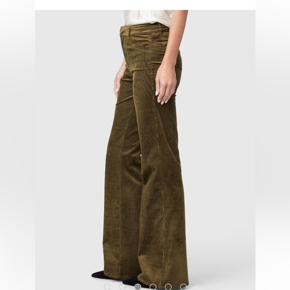 Paige Clean Front Leenah Trousers Flare Corduroy Pants Brushed Dark Olive 29 - Picture 12 of 15